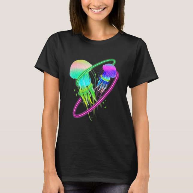 Colourful jellyfish for biologists sea creatures T-Shirt (Vorderseite)