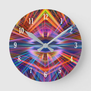 Colourful light beams pattern runde wanduhr