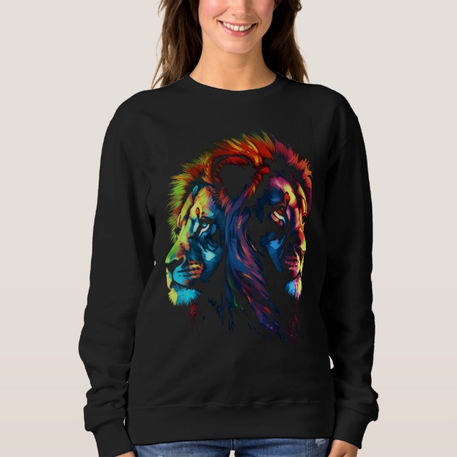 Colourful Lion  Ying and Yang  Zoo Animal Lion Sweatshirt (Vorderseite)