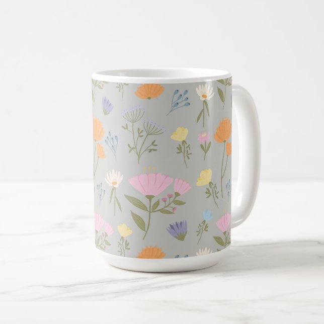 Colourful meadow on grey kaffeetasse (VorderseiteRechts)