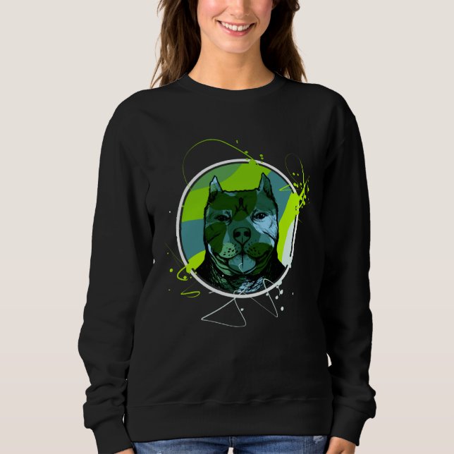 Colourful Pitbull Terrier Dog Love Dad Mum Boy Gir Sweatshirt (Vorderseite)