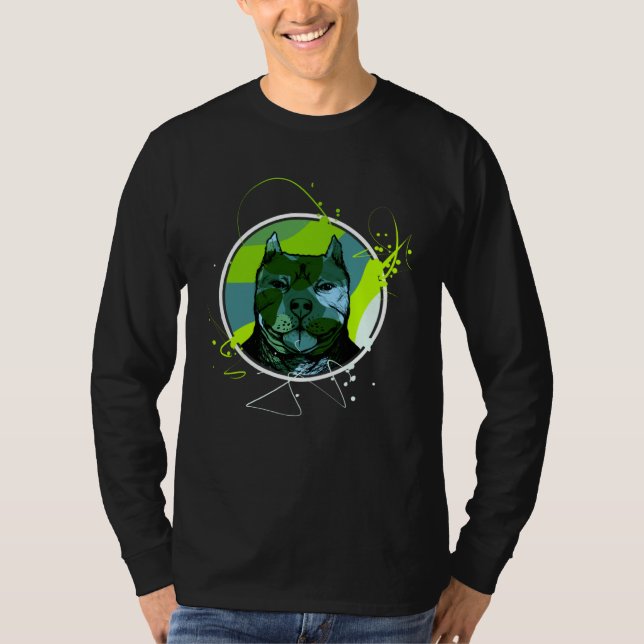 Colourful Pitbull Terrier Dog Love Dad Mum Boy Gir T-Shirt (Vorderseite)