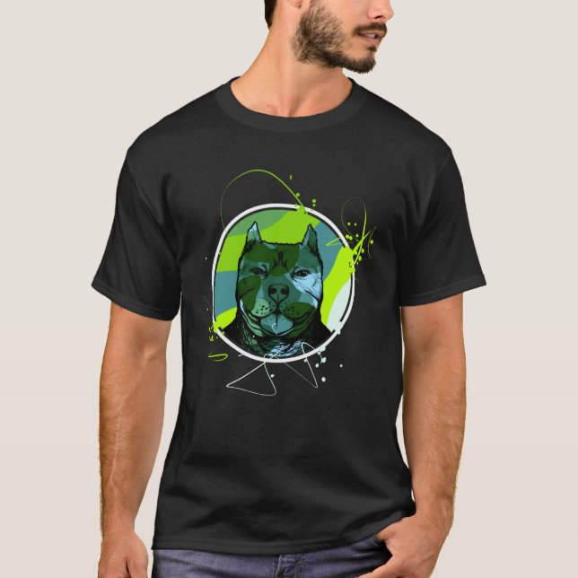 Colourful Pitbull Terrier Dog Love Dad Mum Boy Gir T-Shirt (Vorderseite)
