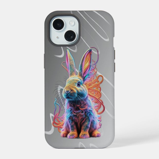 Colourful Rabbit phone case iPhone 15 Hülle (Rückseite)