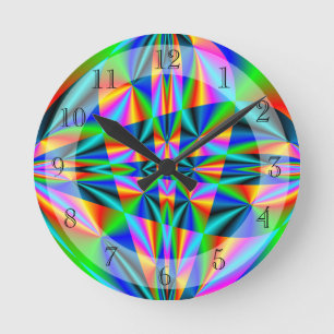 Colourful Rainbow Quilt Runde Wanduhr