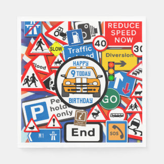 Colourful Road Signs Collage Birthday Party Napkin Serviette