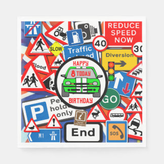 Colourful Road Signs Collage Birthday Party Napkin Serviette