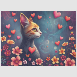 Colourful Romantic Cats Tissue Paper Seidenpapier