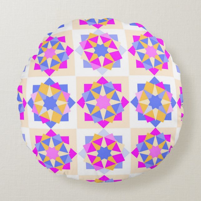 Colourful Round Pillow design  Rundes Kissen (Vorderseite)
