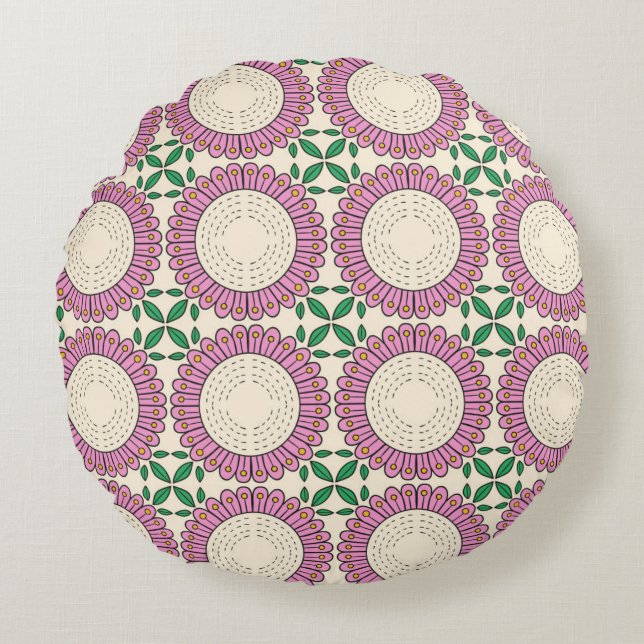 Colourful Round Pillow design  Rundes Kissen (Vorderseite)