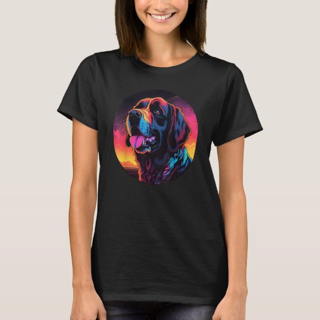 Colourful Saint Bernard Dog Dad Mom Graffity T-Shirt (Vorderseite)