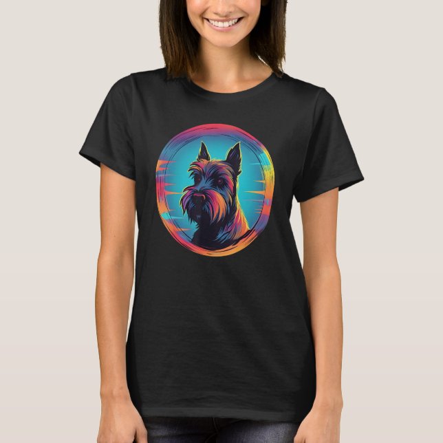 Colourful Scottish Terrier Dog Dad Mom Graffity T-Shirt (Vorderseite)