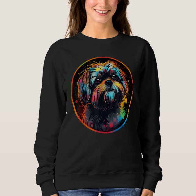 Colourful Shih Tzu Dog Dad Mom Graffity Sweatshirt (Vorderseite)
