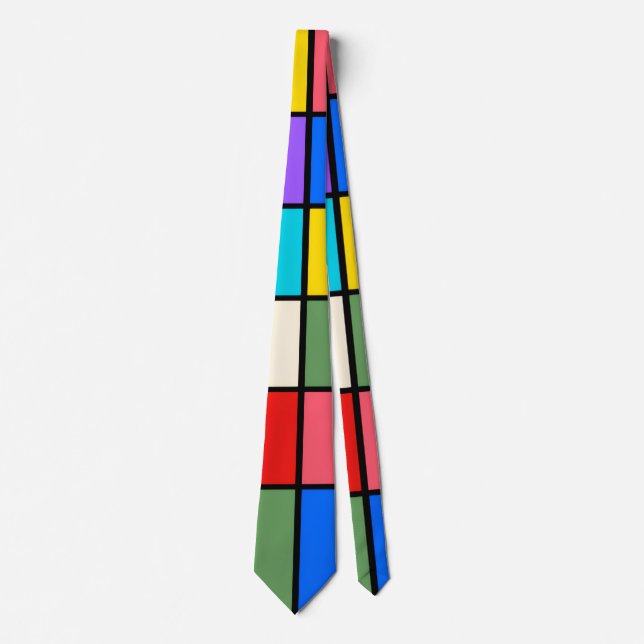 Colourful Square Grid Socks – Retro Geometric Krawatte (Vorderseite)