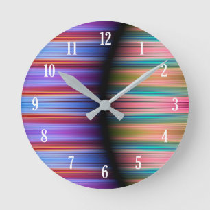 Colourful stripes pattern runde wanduhr