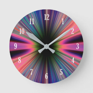 Colourful sunburst rays runde wanduhr