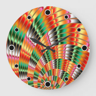 Colourful Swirling Fractal Große Wanduhr