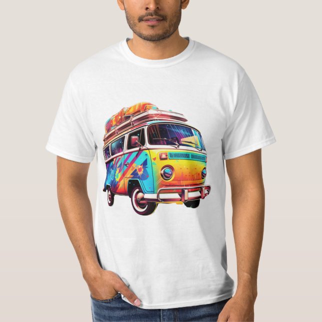 Colourful VW Campervan  T-Shirt (Vorderseite)