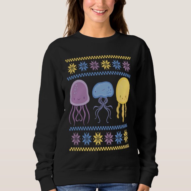 Colourful Xmas outfit with three different jellyfi Sweatshirt (Vorderseite)
