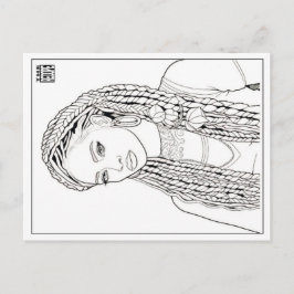 Colouring Post Card | Girl With Da Braidz Feiertagspostkarte