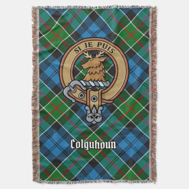 Colquhoun-Clan-Wappen über Tartan Decke (Vorderseite Vertikal)