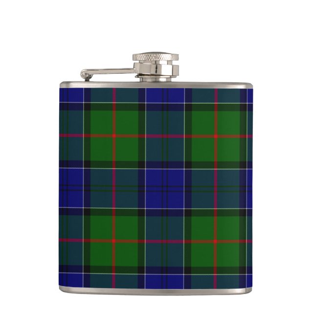 Colquhoun Tartan Blau kariert Flachmann (Vorderseite)