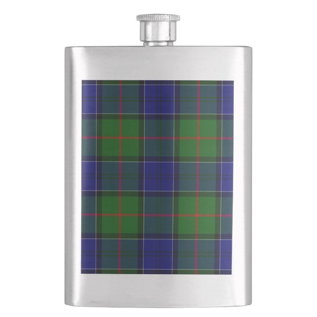 Colquhoun Tartan Blau kariert Flachmann (Vorderseite)