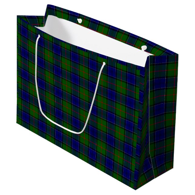 Colquhoun Tartan Blau kariert Große Geschenktüte (Vorderseite Schrägansicht)