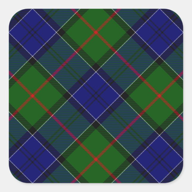 Colquhoun Tartan Blau kariert Quadratischer Aufkleber (Vorderseite)