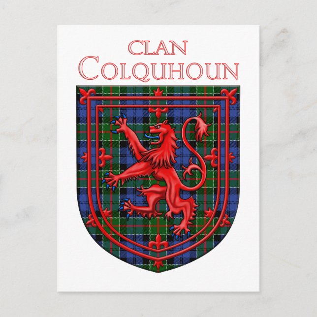 Colquhoun Tartan Scottish Kariert Lion Rampant Postkarte (Vorderseite)