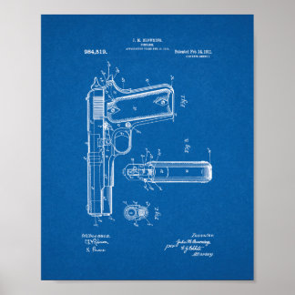Colt 1911 Gun Patent - Blueprint Poster