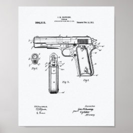 Colt .45 1911 Patent Art - Weißbuch Poster