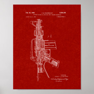 Colt AR-15 Semi-Automatic Rifle Patent - Burgund Poster