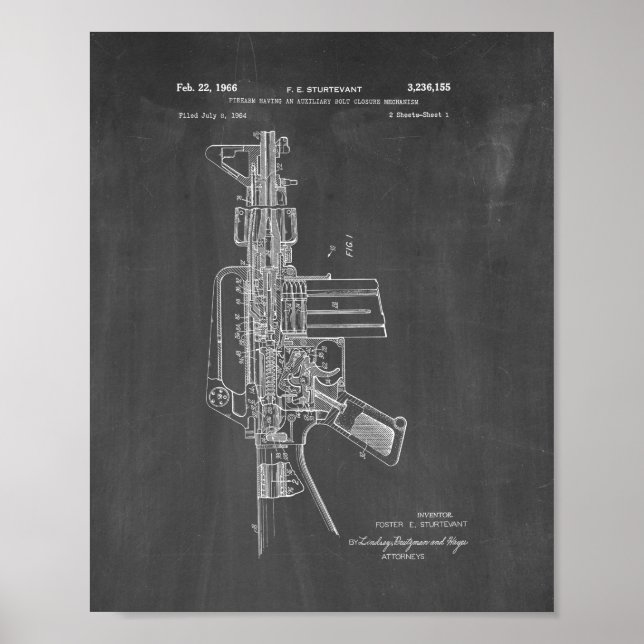 Colt AR-15 Semi-Automatic Rifle Patent - Chalkboar Poster (Vorne)