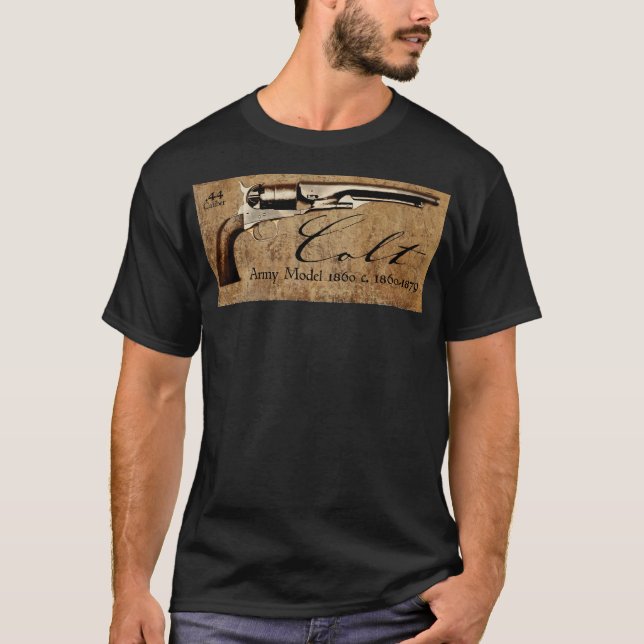 Colt-Armee-Modell-Revolver 1860 auf Pergament T-Shirt (Vorderseite)
