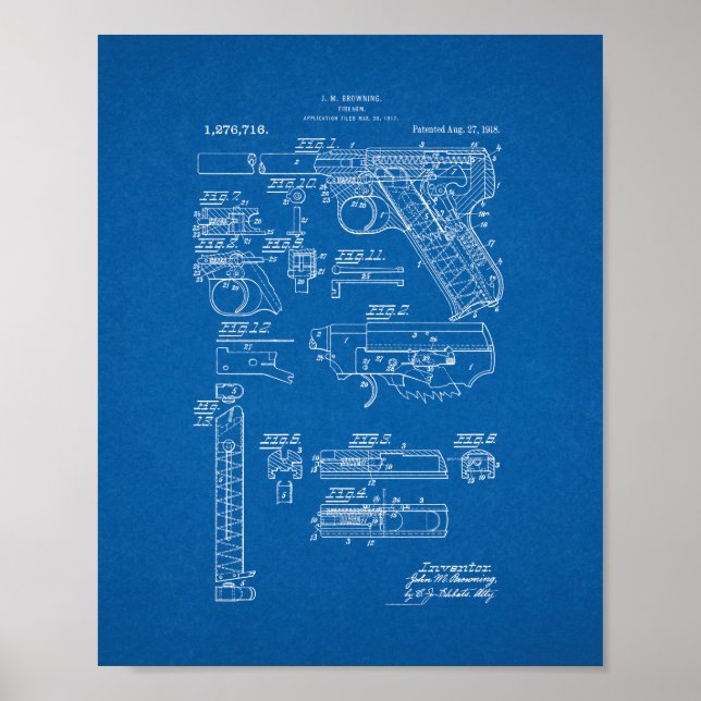 Colt Woodsman Feuerwaffenpatent - Blueprint Poster (Vorne)