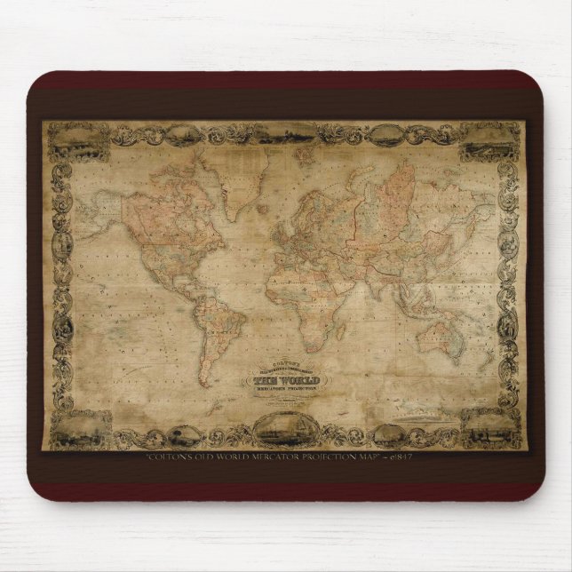 COLTONS Alte Weltkarte c1847 Mousepad (Vorne)