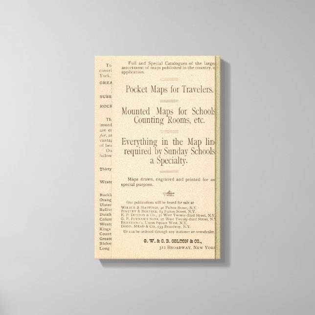 Colton's Karte für das Führen und Rädern der USA 3 Leinwanddruck (Vorderseite)