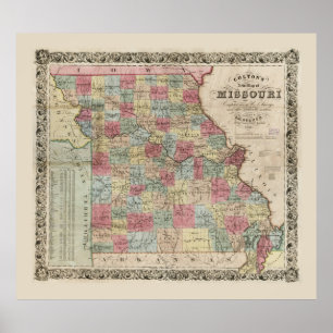 Colton's Map of Missouri (1851) Poster