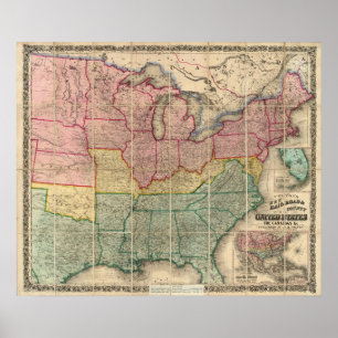 Colton's Railroad and Landkreis Map, Vereinigte St Poster