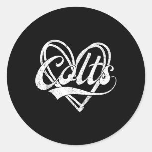 Colts Heart Name Vintag Retro Men Frauen Kind Mädc Runder Aufkleber