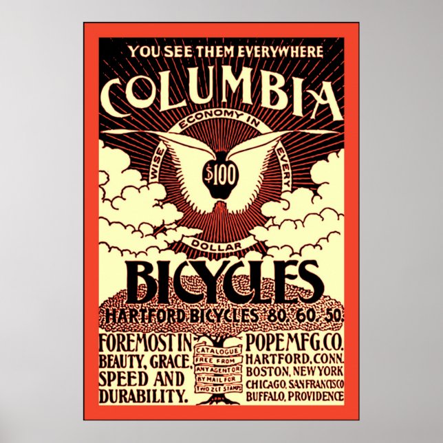Columbia Bicycles ~ Vintage Fahrradwerbung Poster (Vorne)