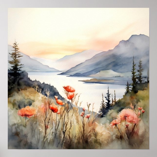 Columbia Gorge Painting Art Print Poster (Vorne)
