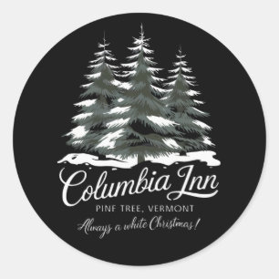 Columbia Inn Pine Tree Vermont A White Christmas Runder Aufkleber