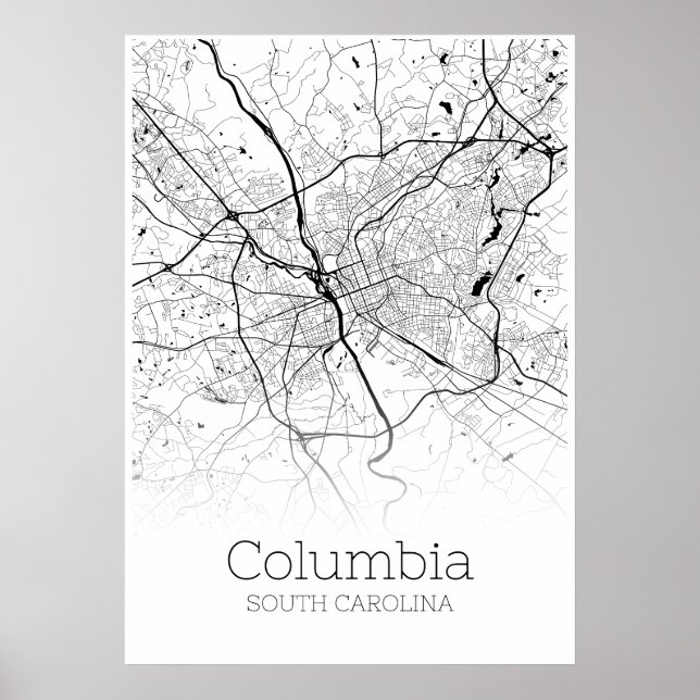Columbia Map - South Carolina - City Map Poster (Vorne)