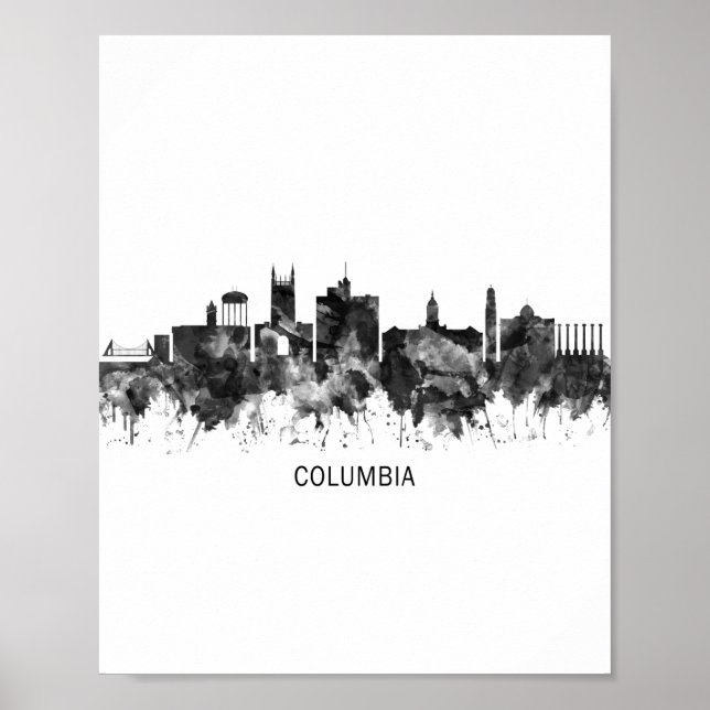 Columbia Missouri Skyline BW Poster (Vorne)