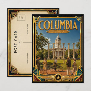Columbia Missouri Vintage Art Deco Goldenes Zeital Postkarte
