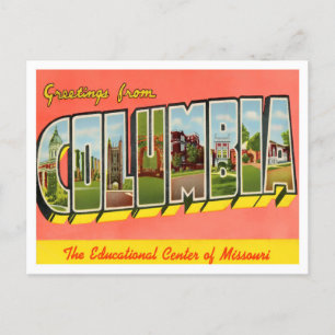 Columbia, Missouri Vintage Große Buchstaben Postka Postkarte