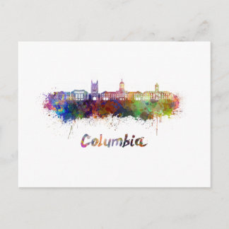 Columbia MO Skyline in Aquarellfarbe Postkarte