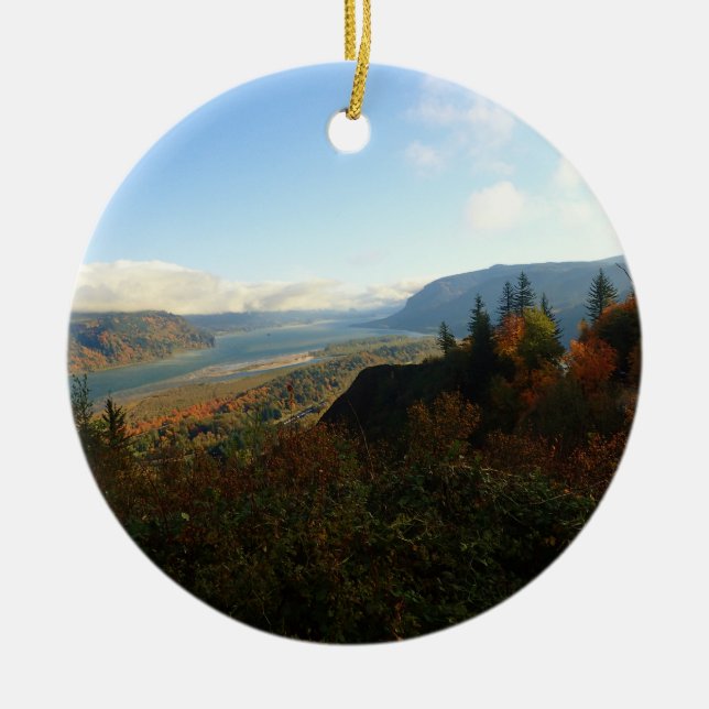 Columbia River Gorge im Herbst Keramik Ornament (Vorne)